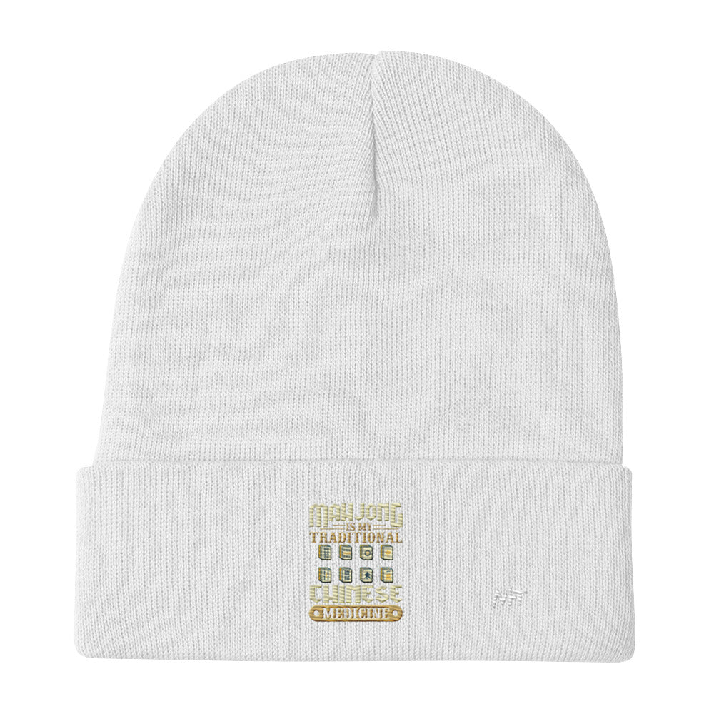 Mahjong is my Traditional Chinese Medicine - Embroidered Beanie by DarkByteGear
