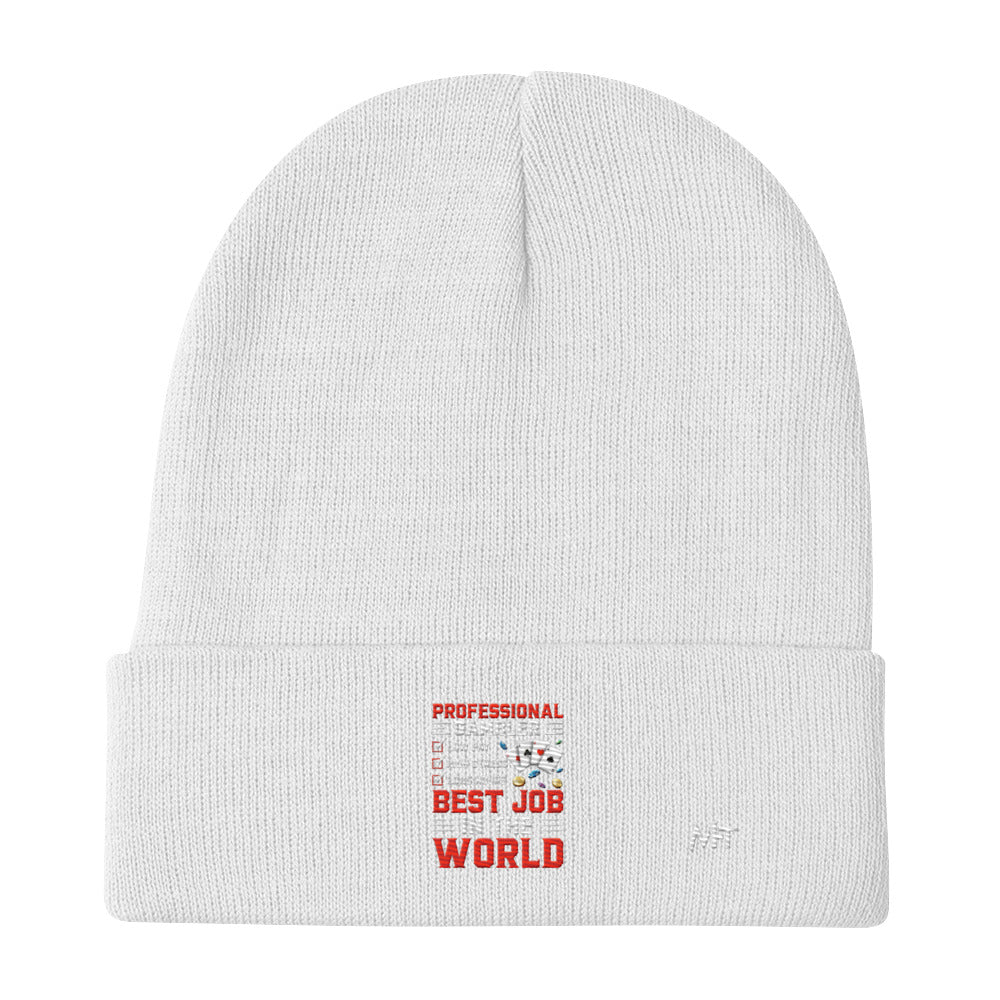 Professional Gambler: The Best Job in the World - Embroidered Beanie by DarkByteGear