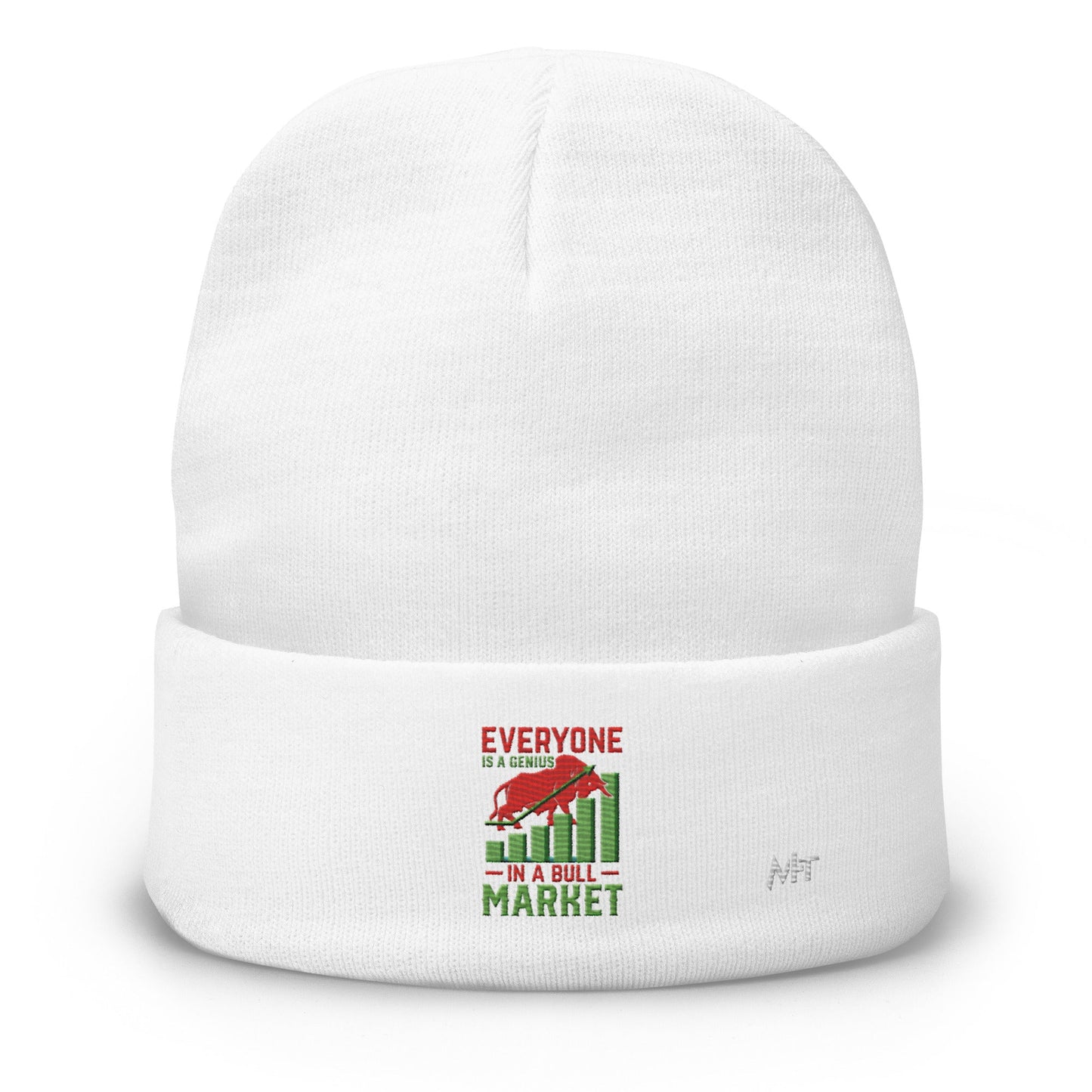 Everyone is a Genius in a Bull Market V1 - Embroidered Beanie by DarkByteGear