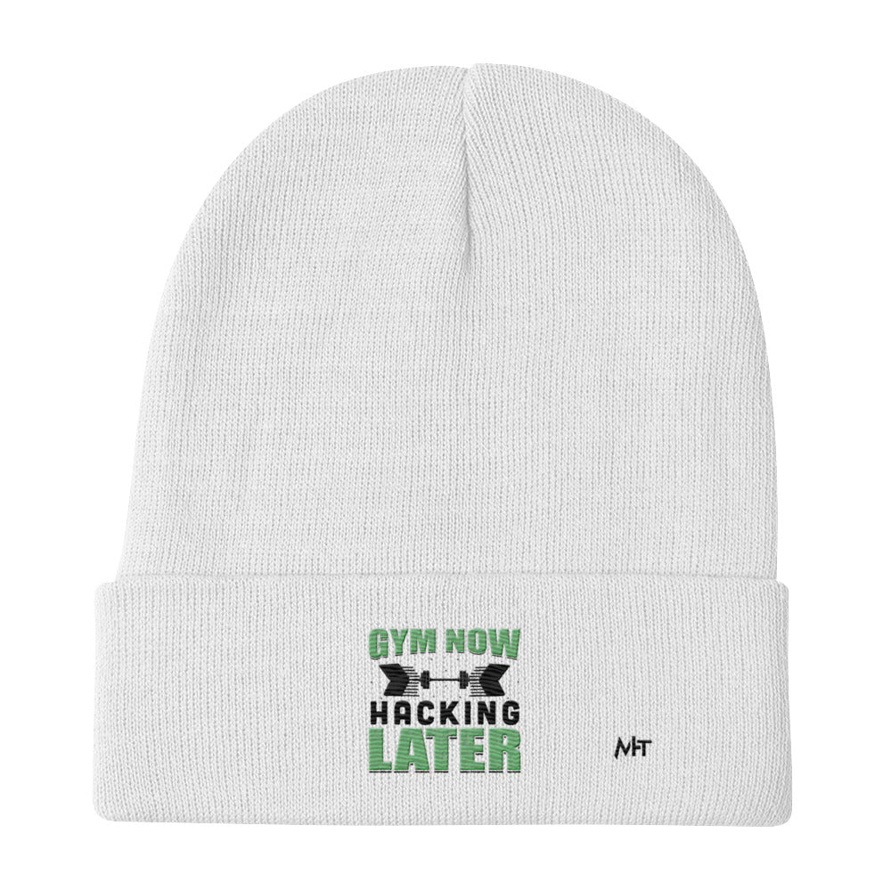 Gym now, hacking later - Embroidered Beanie by DarkByteGear
