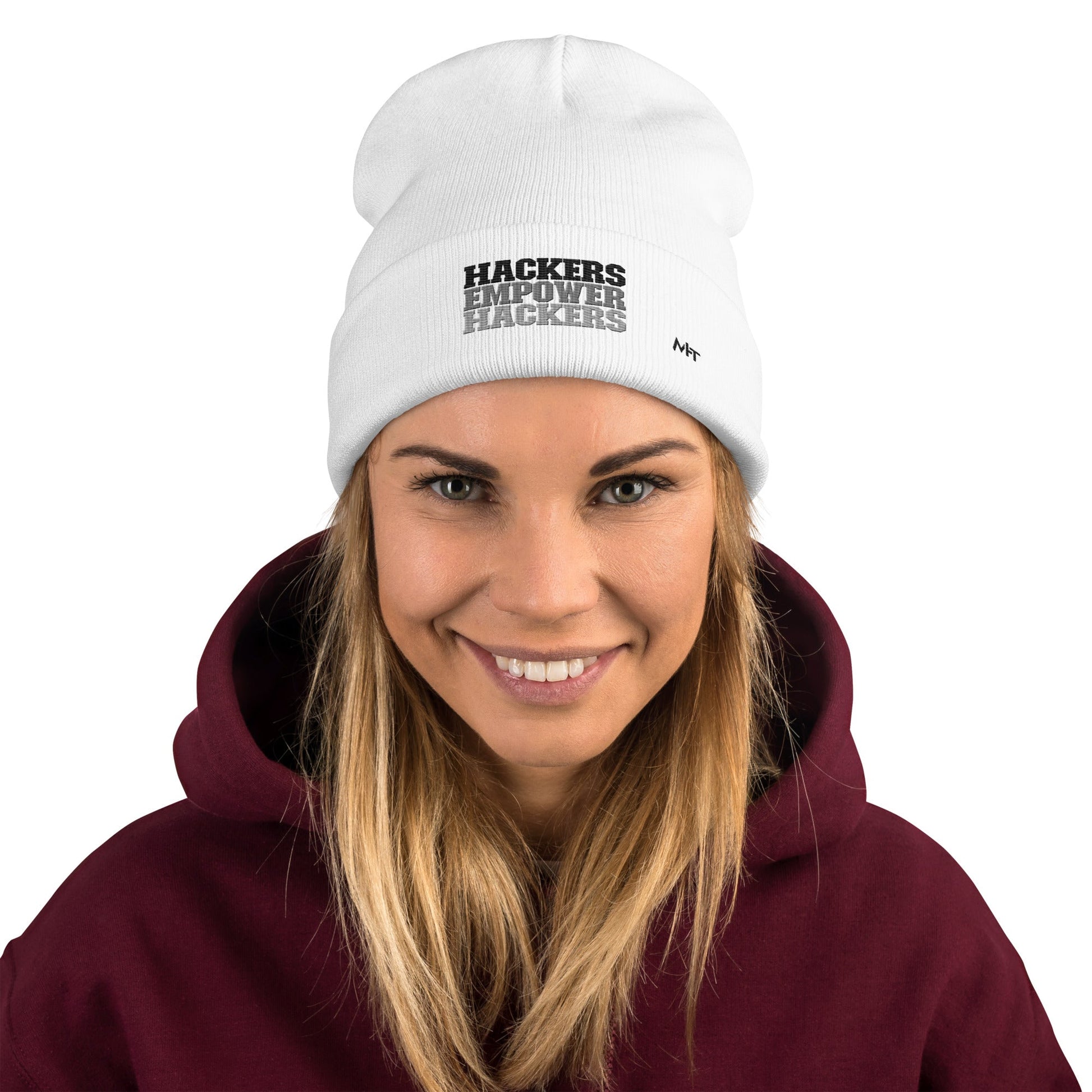 Hackers Empower Hackers V2 - Embroidered Beanie by DarkByteGear
