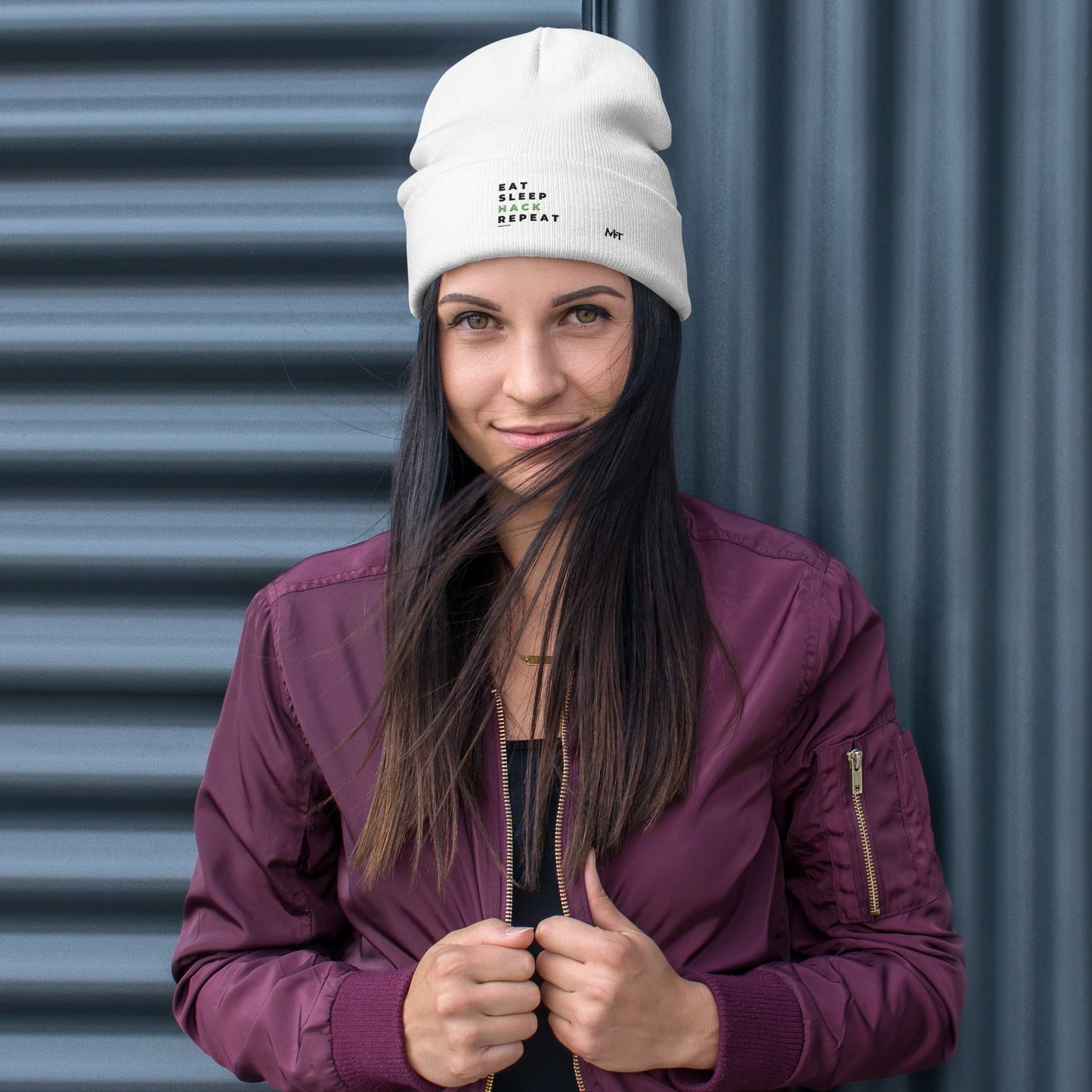Eat, Sleep, Hack, Repeat V2 - Embroidered Beanie by DarkByteGear