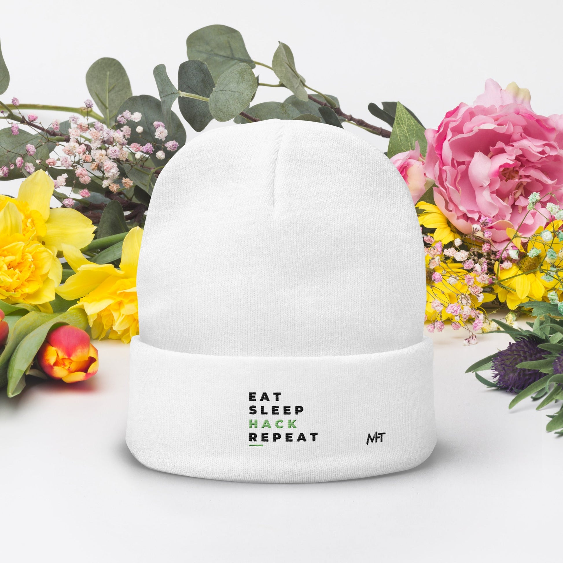 Eat, Sleep, Hack, Repeat V2 - Embroidered Beanie by DarkByteGear