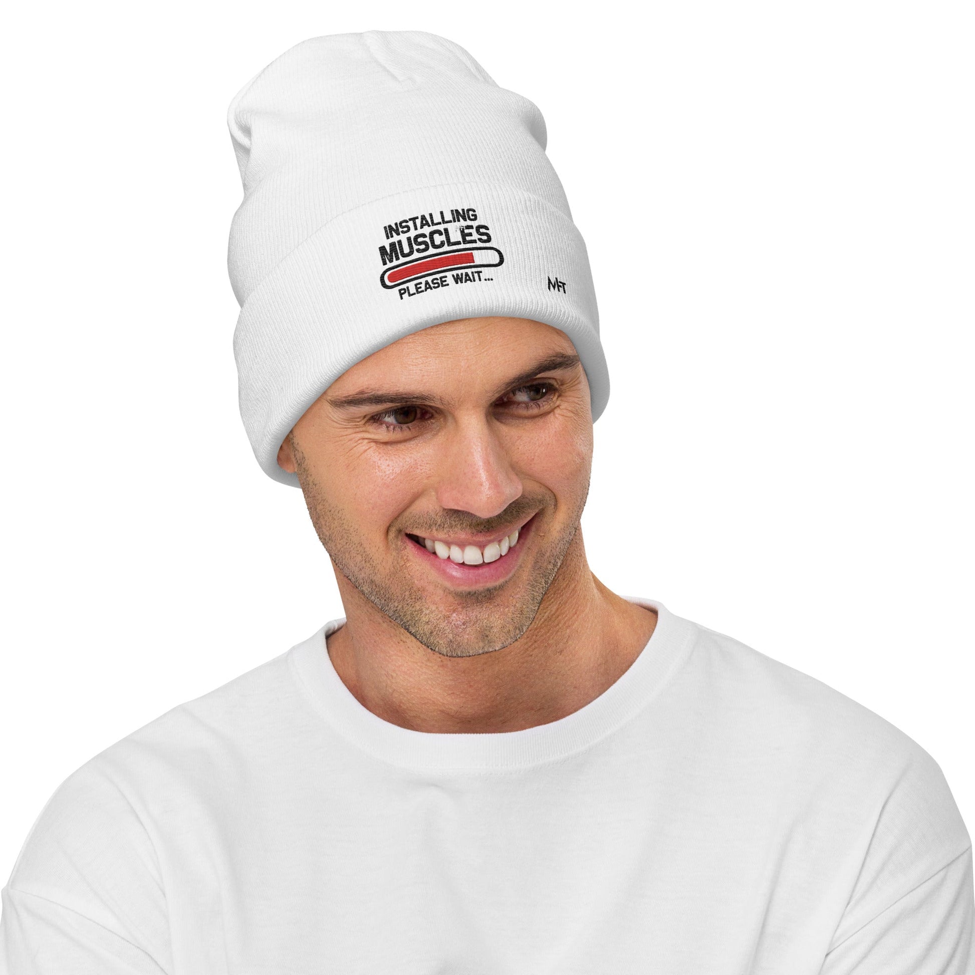 Installing Muscles Please Wait.... - Embroidered Beanie by DarkByteGear