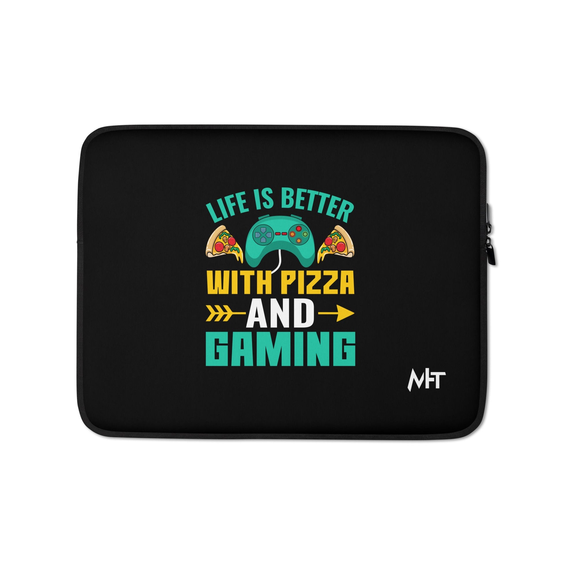 Life is Better With Pizza and Gaming Rima 14 - Laptop Sleeve by DarkByteGear