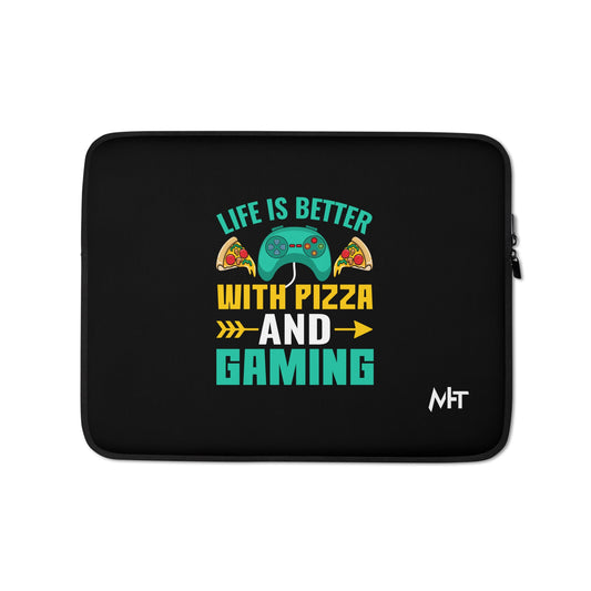 Life is Better With Pizza and Gaming Rima 14 - Laptop Sleeve by DarkByteGear