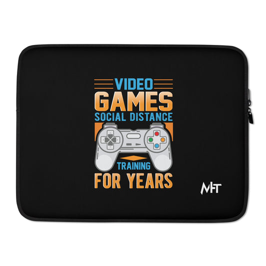 Video Games Social Distance Training for years ( Orange ) - Laptop Sleeve by DarkByteGear