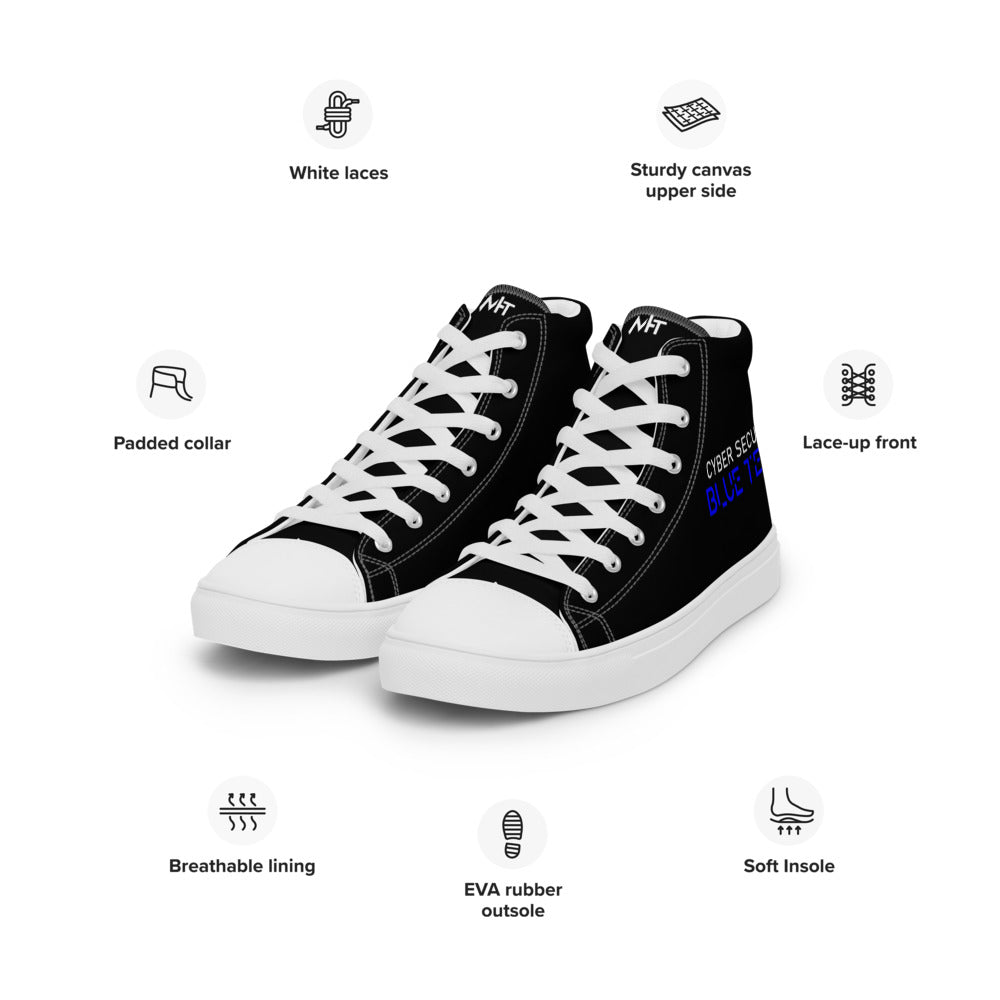 Cybersecurity Blue Team v4 - Men’s high top canvas shoes by DarkByteGear