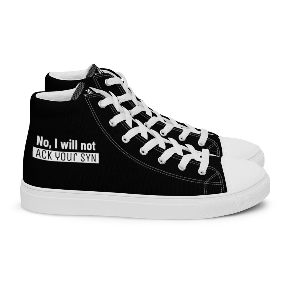 No I will not ack your syn - Men’s high top canvas shoes by DarkByteGear
