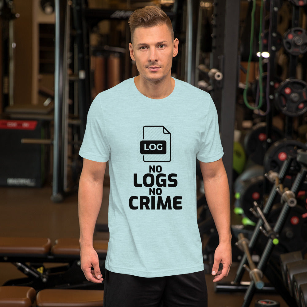 No logs no crime - Short-Sleeve Unisex T-Shirt (black text ) by DarkByteGear