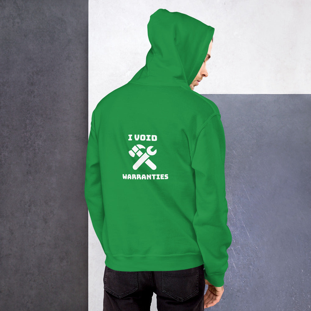 I void warranties - Unisex Hoodie (white text) by DarkByteGear