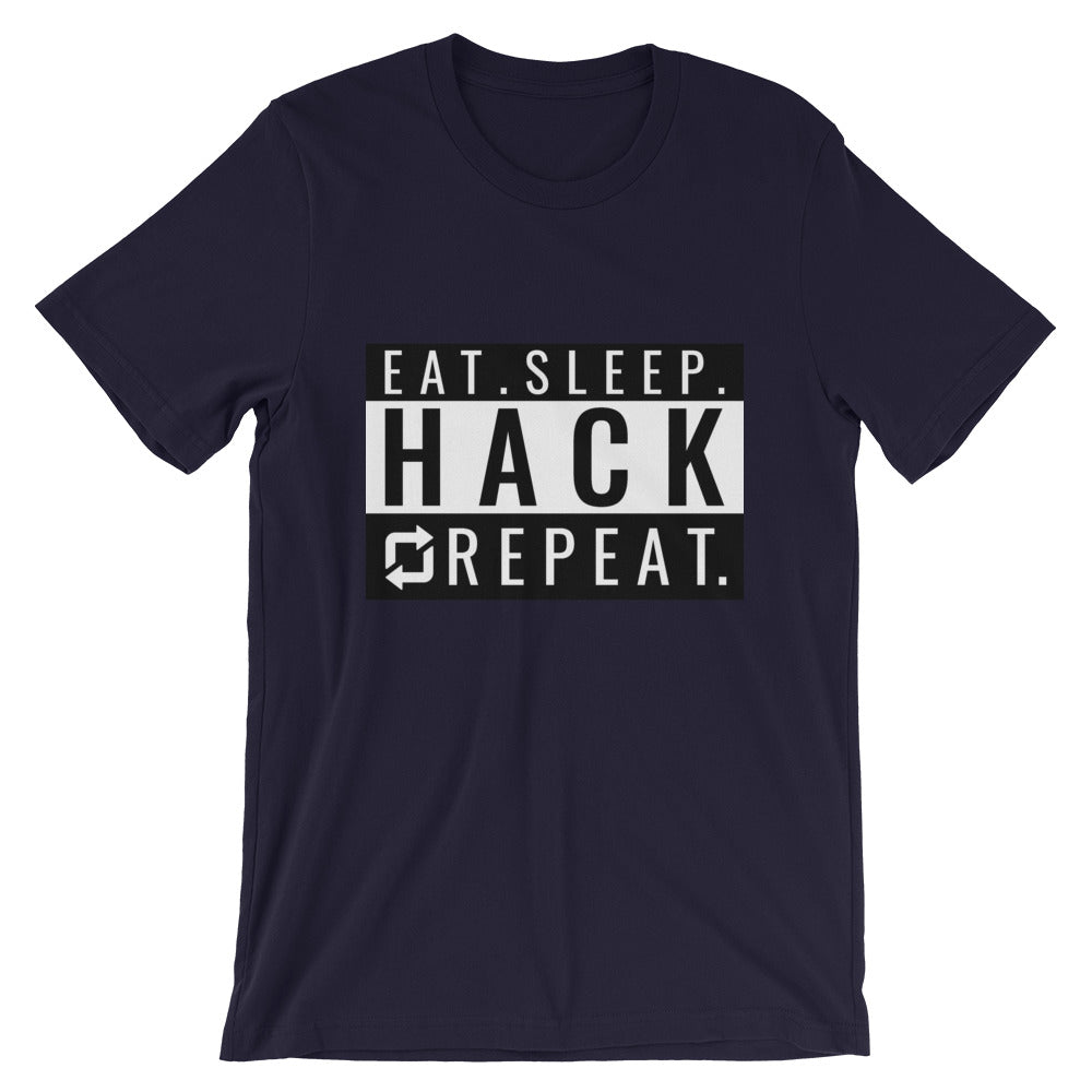 Eat seep hack repeat - Short-Sleeve Unisex T-Shirt (back) by DarkByteGear