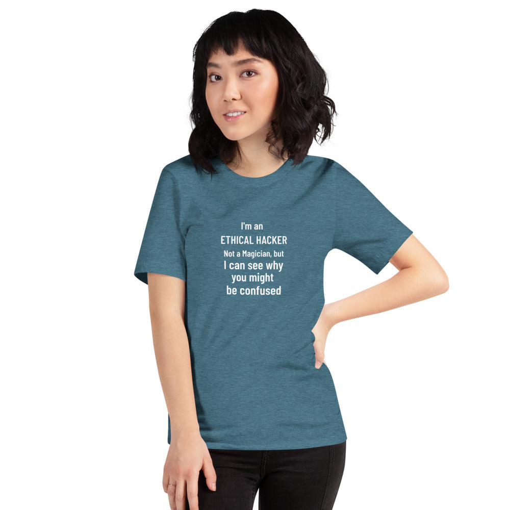 I'm an ethical hacker - Short-Sleeve Unisex T-Shirt (white text) by DarkByteGear