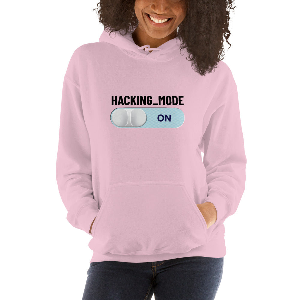 Hacking mode ON - Unisex Hoodie (black text) by DarkByteGear