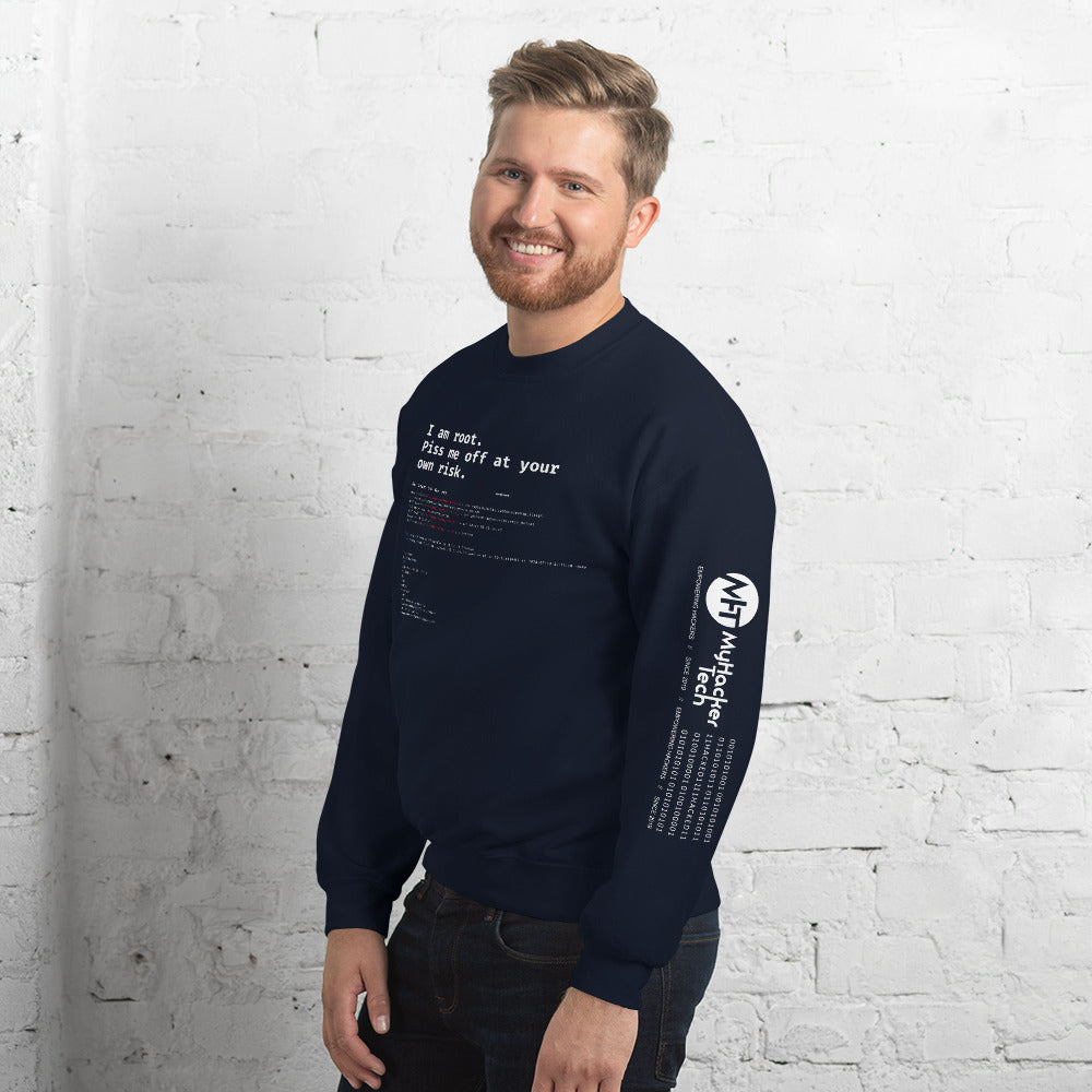 I am root. Piss me off at your own risk - Unisex Sweatshirt by DarkByteGear