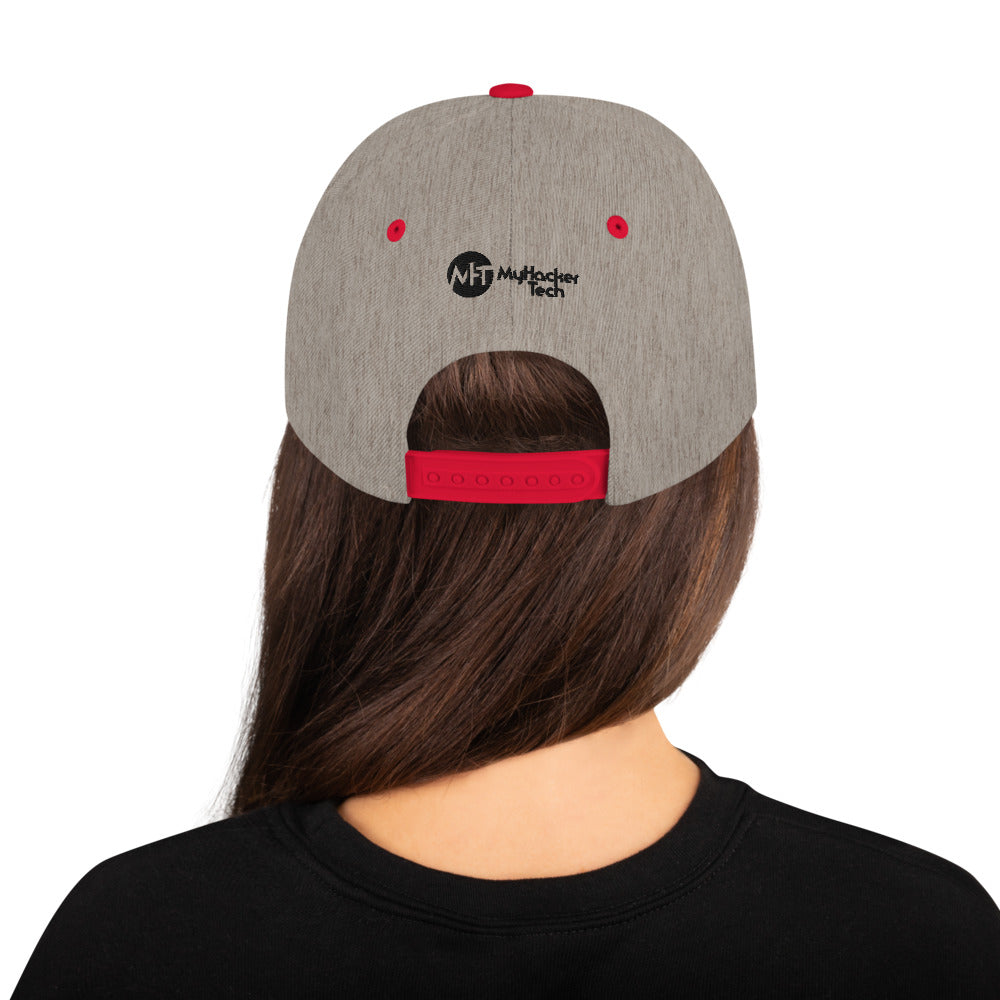 MyHackerTech - Snapback Hat (black text) by DarkByteGear