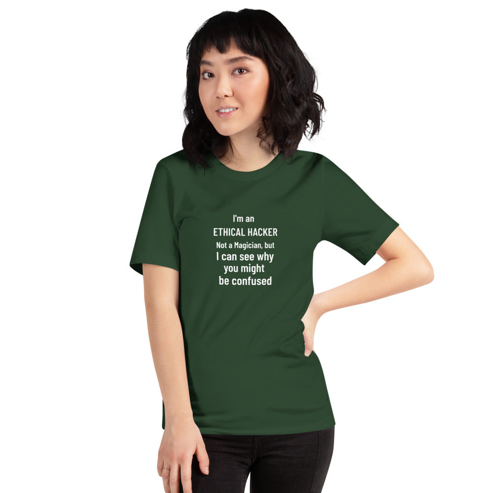 I'm an ethical hacker - Short-Sleeve Unisex T-Shirt (white text) by DarkByteGear