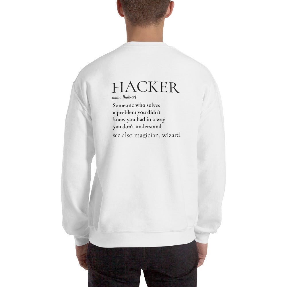 HACKER noun. [hak-er] - Unisex Sweatshirt (black text) by DarkByteGear