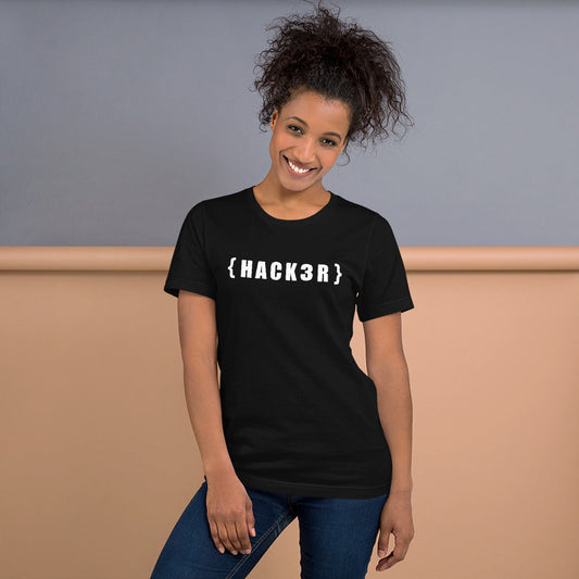 {HACKзR} Short-Sleeve Unisex T-Shirt (white text) by DarkByteGear