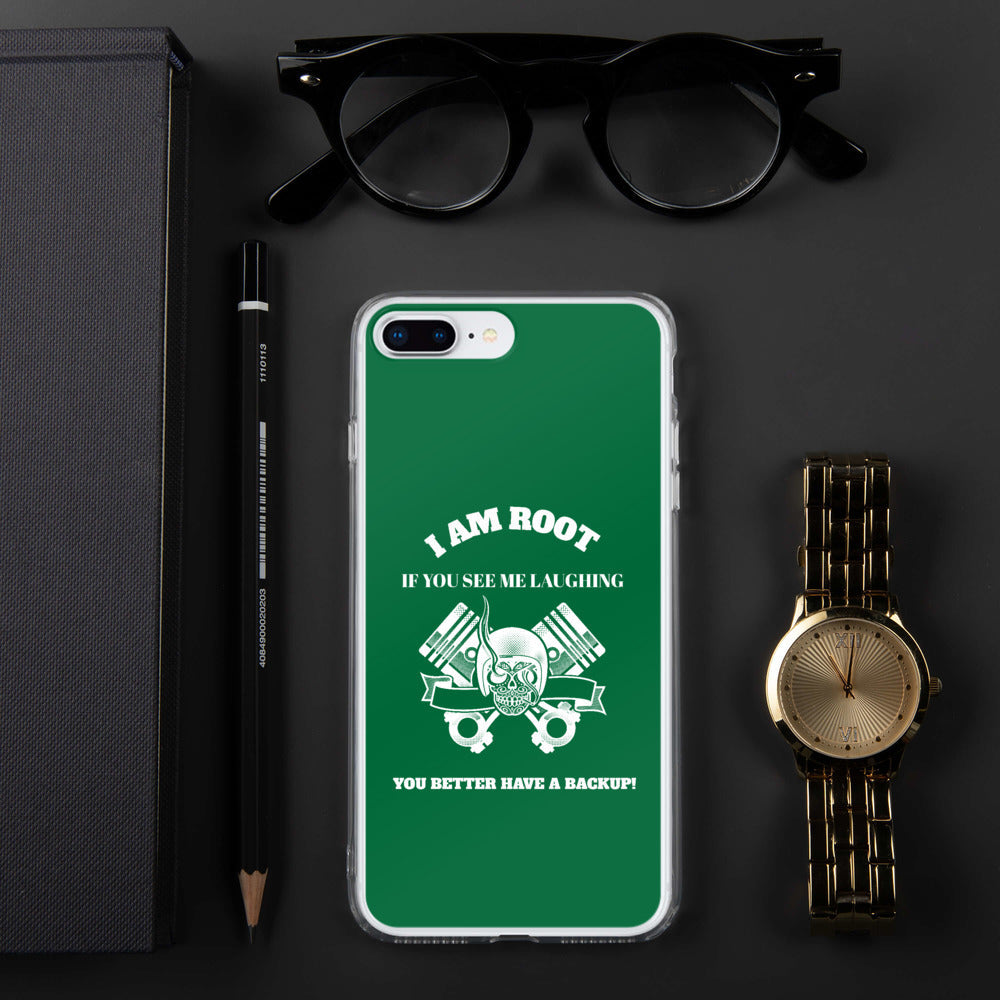 I Am Root If You See Me Laughing You Better Have A Backup - iPhone Case (green) by DarkByteGear