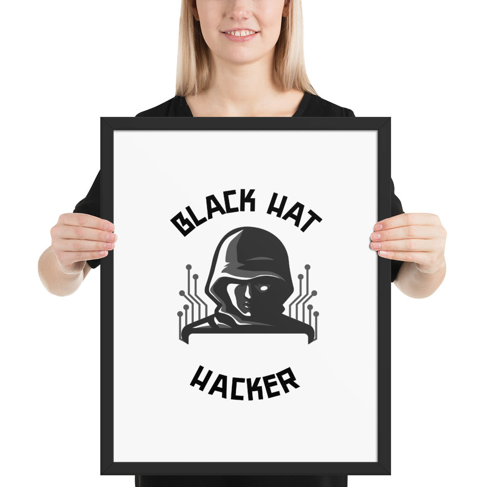 Black Hat Hacker - Framed poster by DarkByteGear