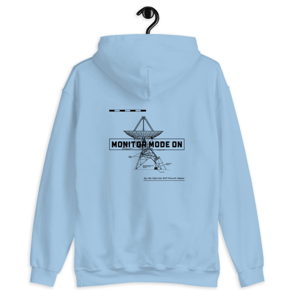 Monitor mode ON - Unisex Hoodie (black text) by DarkByteGear