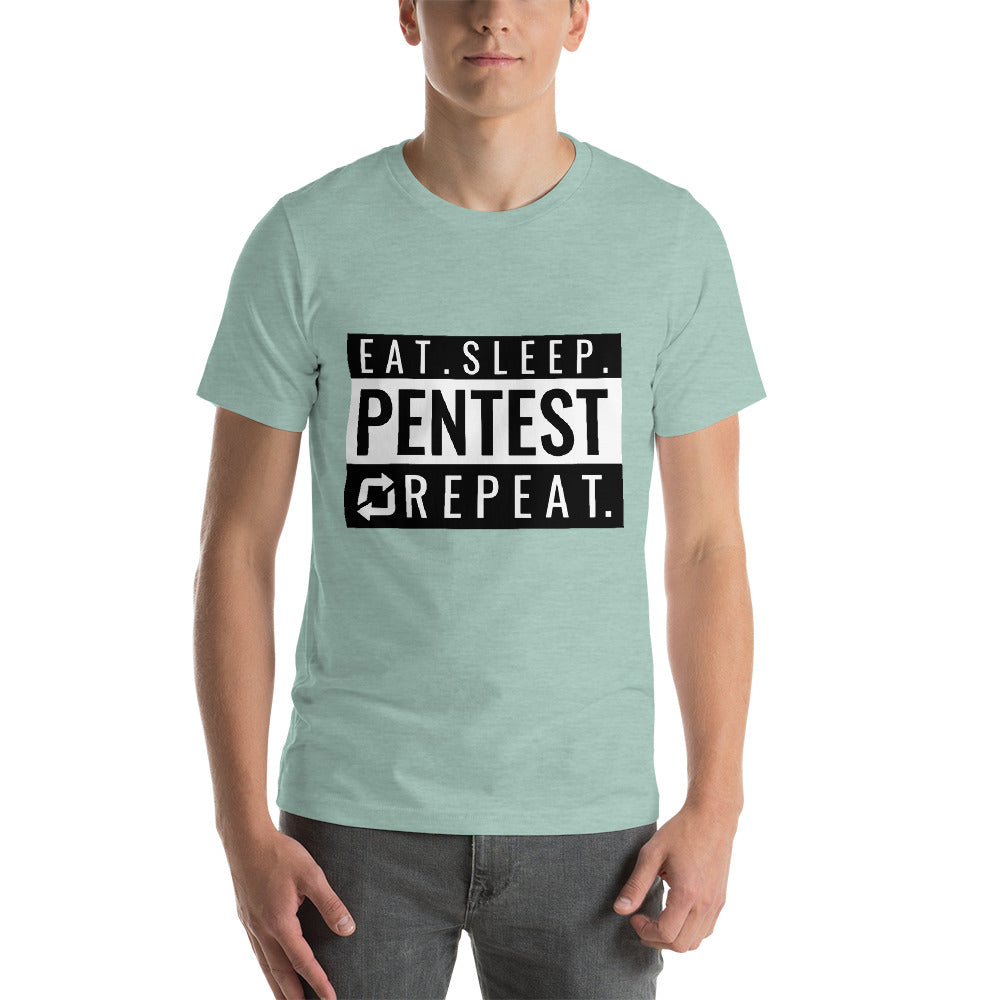 Eat sleep pentest repeat - Short-Sleeve Unisex T-Shirt (white) by DarkByteGear