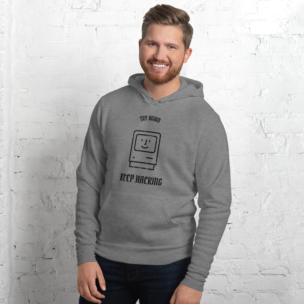 Keep hacking - Unisex hoodie (black text) by DarkByteGear