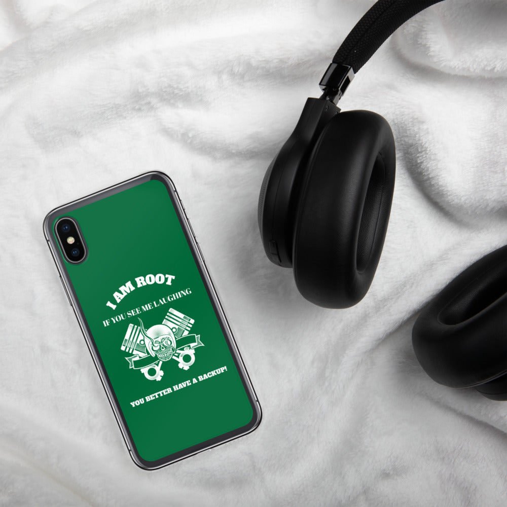 I Am Root If You See Me Laughing You Better Have A Backup - iPhone Case (green) by DarkByteGear