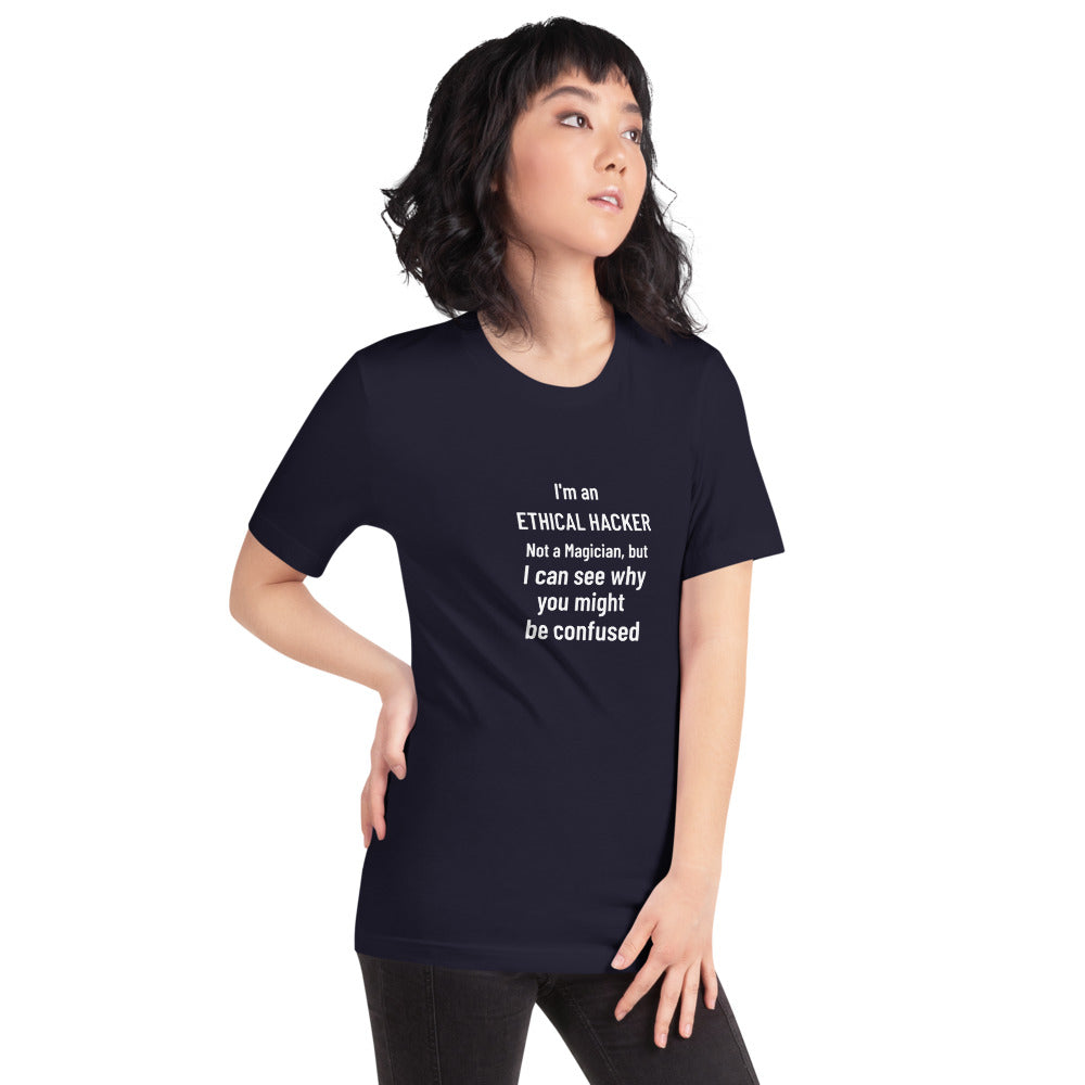 I'm an ethical hacker - Short-Sleeve Unisex T-Shirt (white text) by DarkByteGear