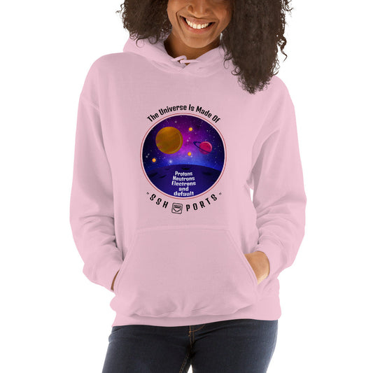 The Universe Is Made Of Default SSH Ports - Unisex Hoodie (black text) by DarkByteGear