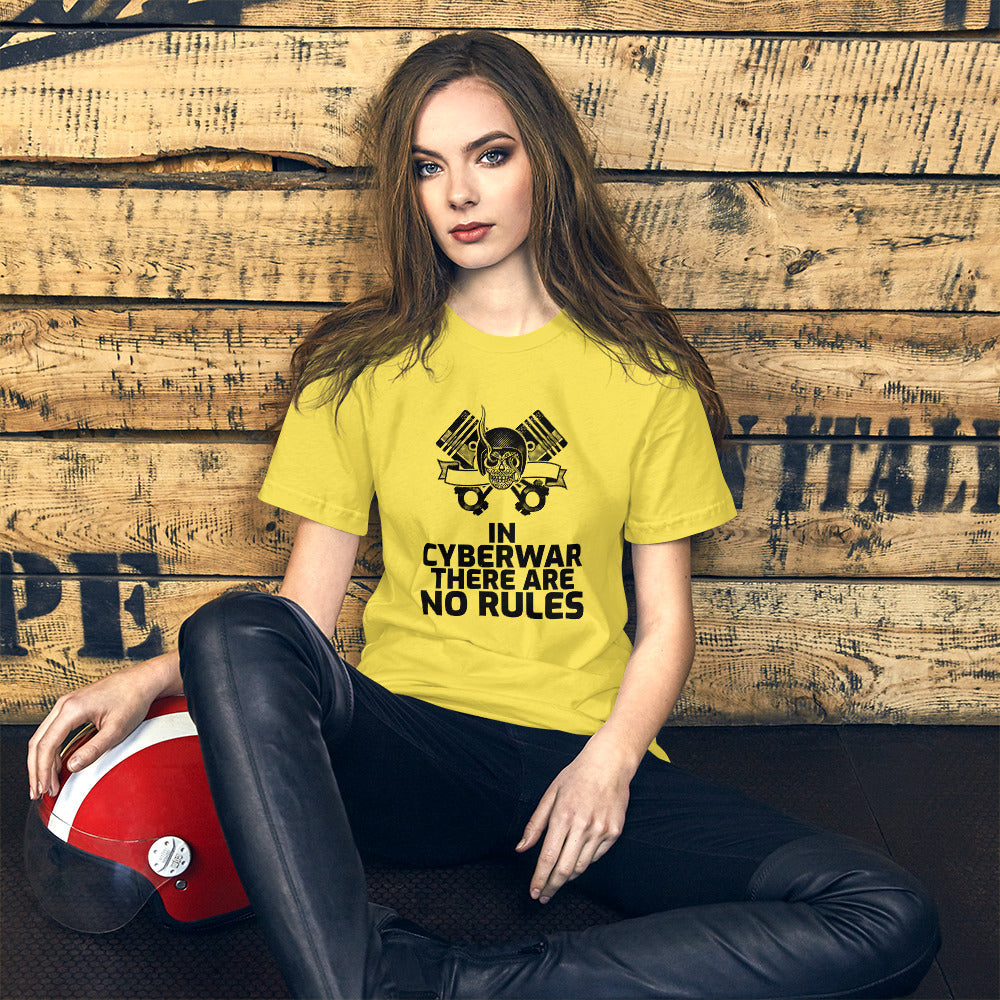 In cyberwar, there are no rules - Short-Sleeve Unisex T-Shirt (black text) by DarkByteGear