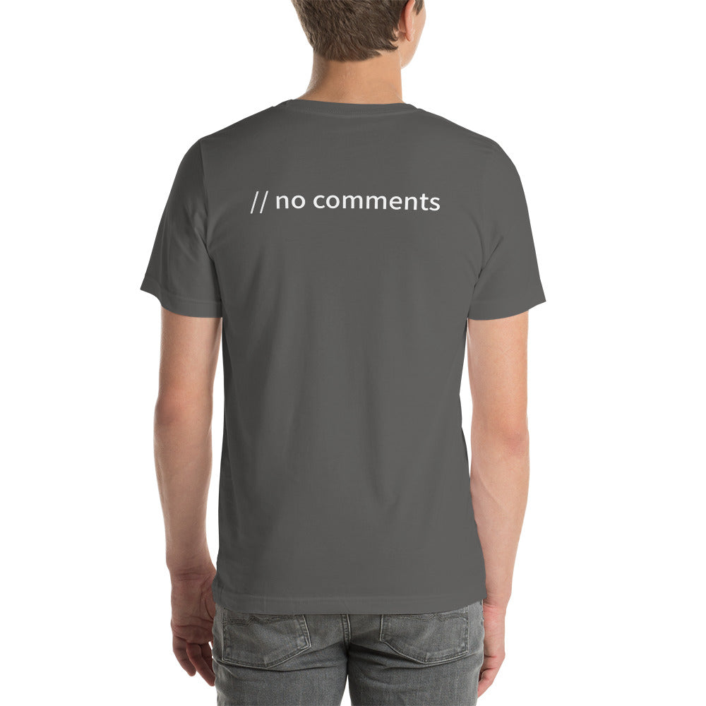 // no comment - Short-Sleeve Unisex T-Shirt (with back design) by DarkByteGear