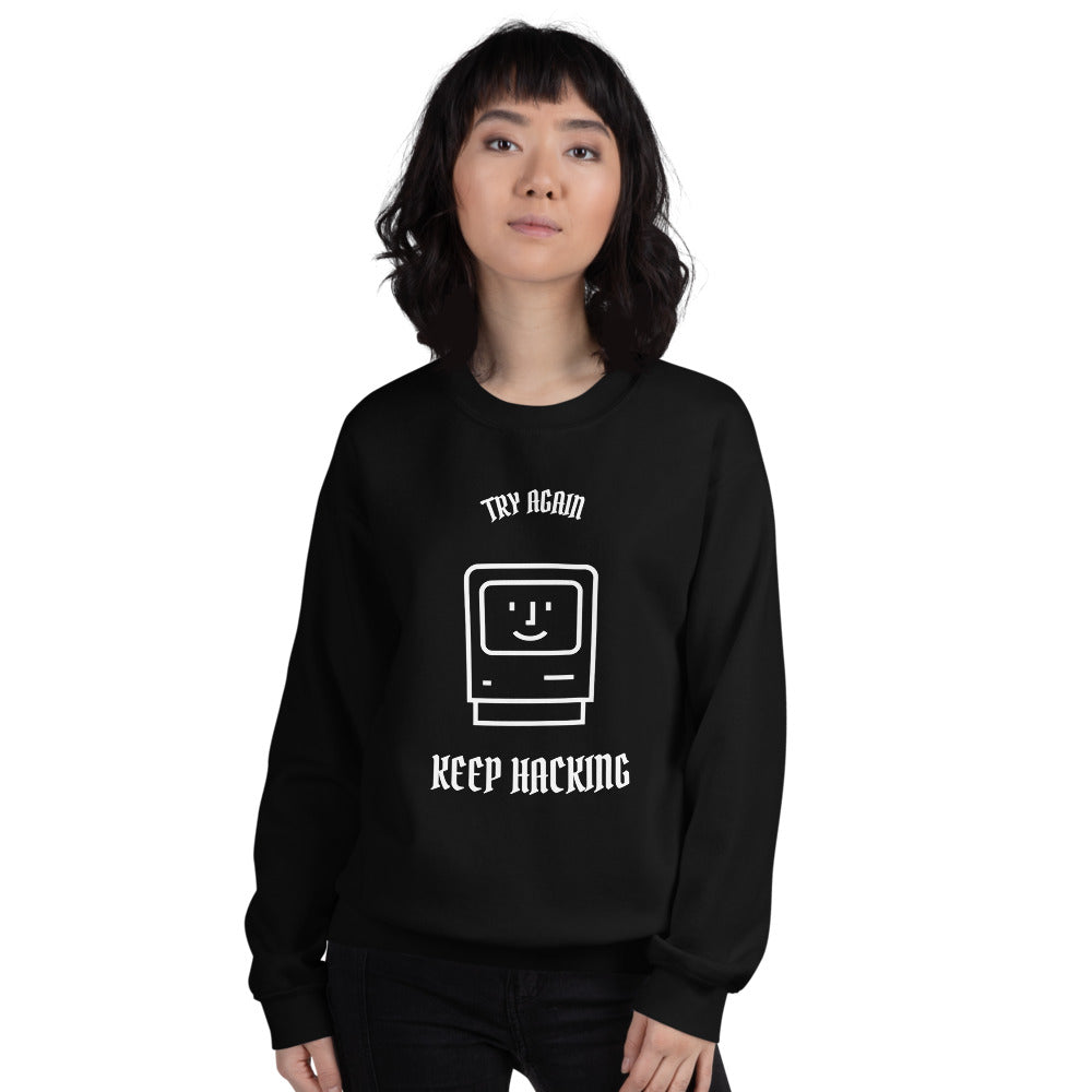 Keep hacking - Sweatshirt (white text) by DarkByteGear