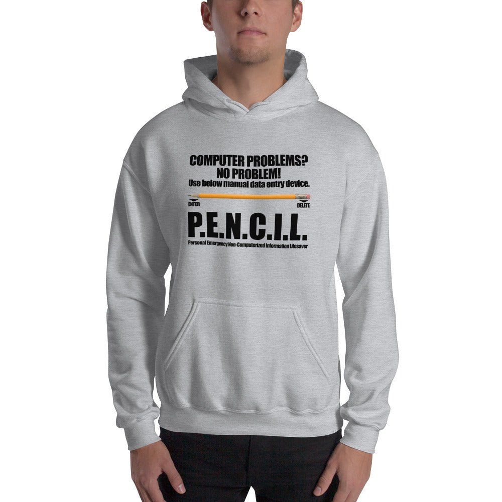 P.E.N.C.I.L. - Hooded Sweatshirt (black text) by DarkByteGear