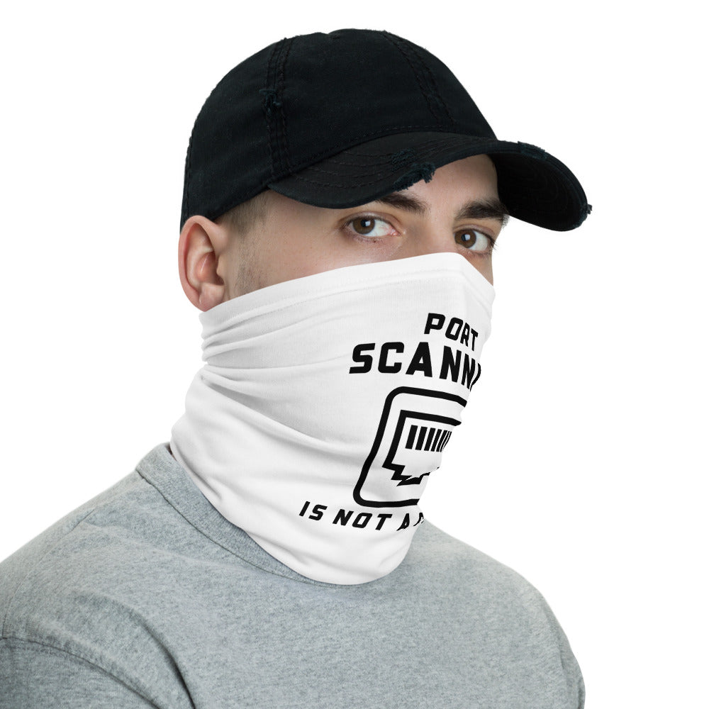 Port scanning is not a crime - Neck Gaiter (black text) by DarkByteGear