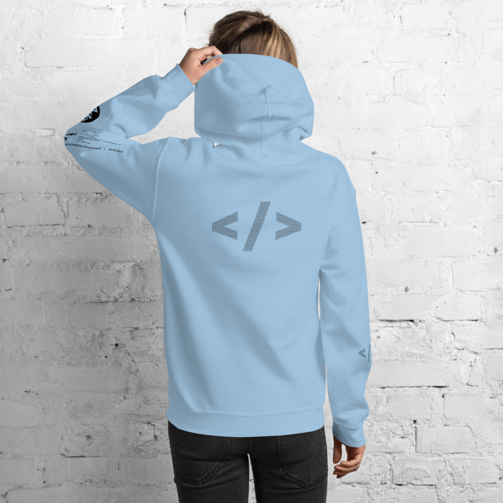Culture of code in ASCII characters - Unisex Hoodie (black text) by DarkByteGear