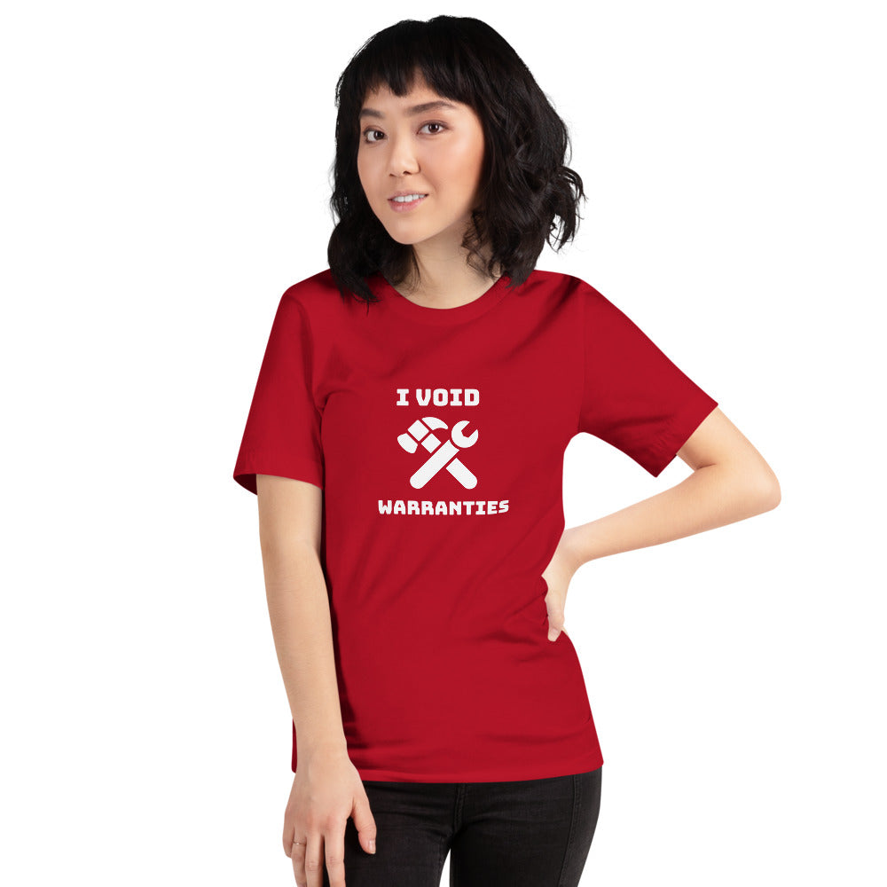 I void warranties - Short-Sleeve Unisex T-Shirt (white text) by DarkByteGear