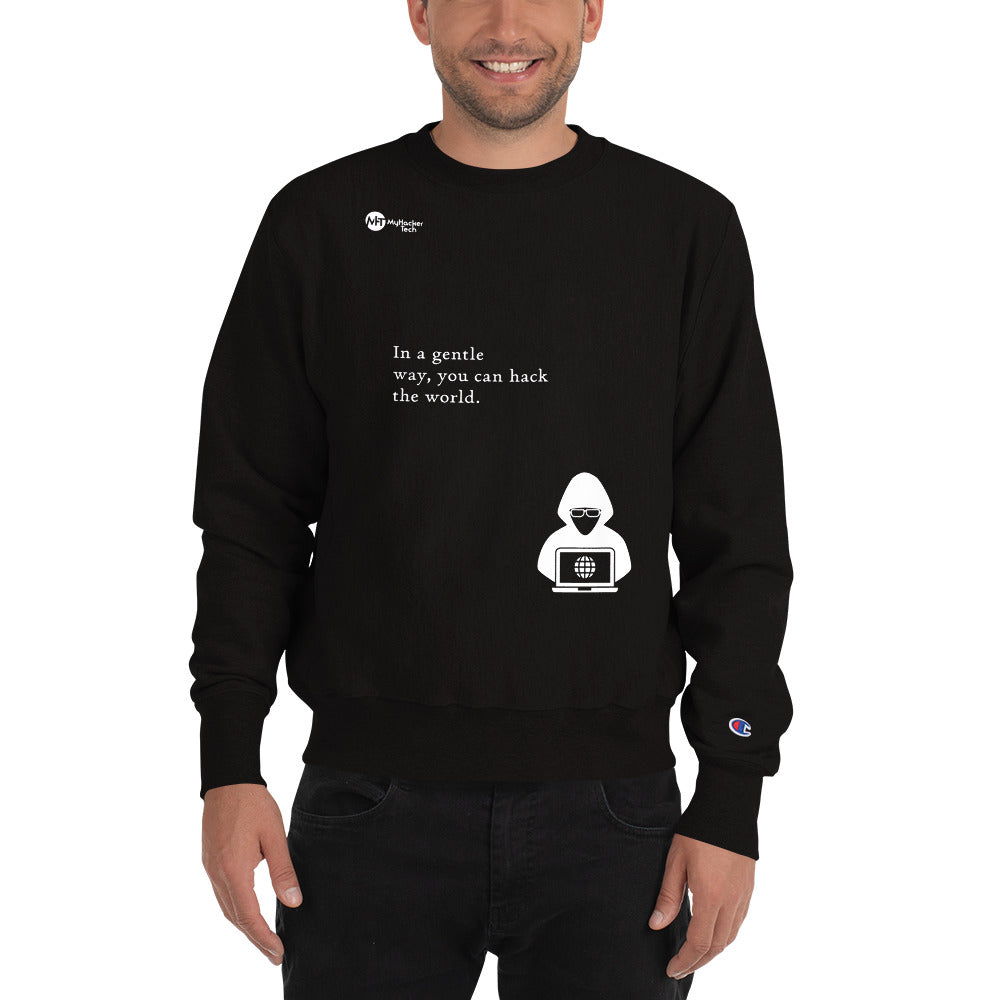 You can hack the world - Champion Sweatshirt (white text) by DarkByteGear