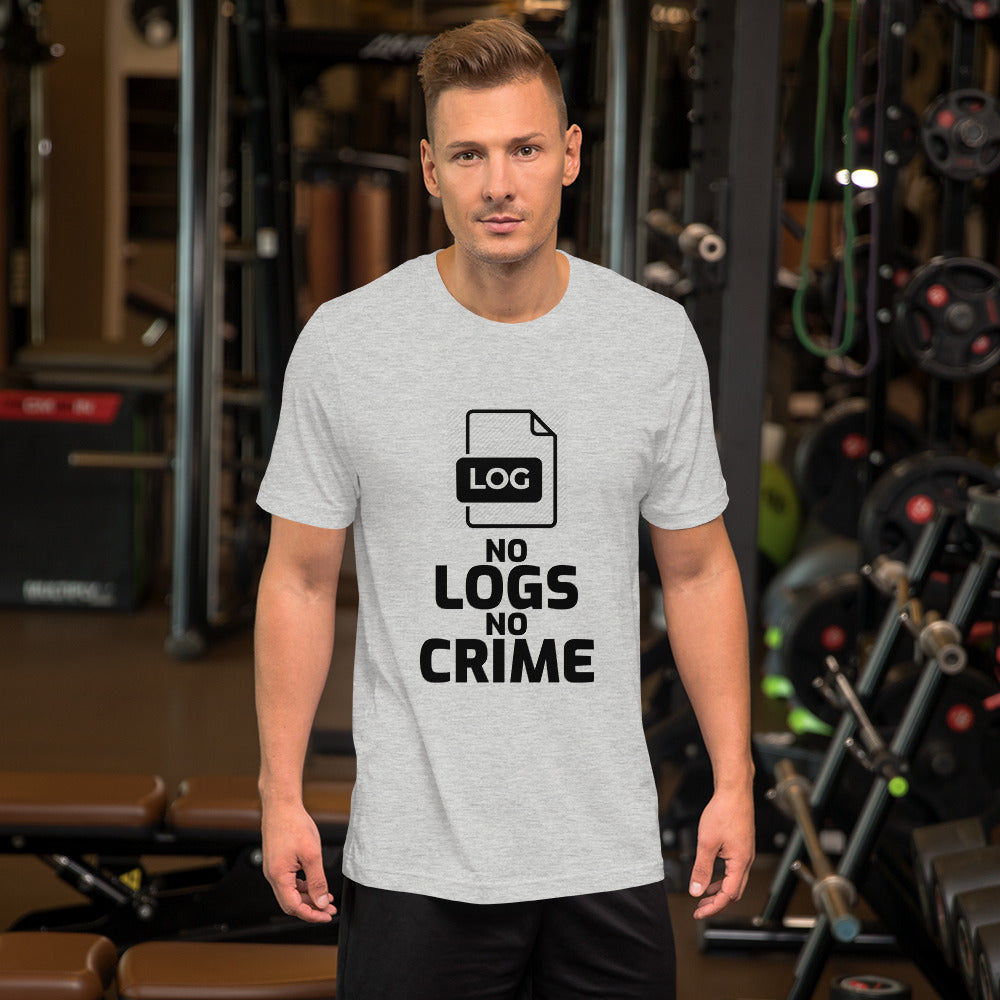 No logs no crime - Short-Sleeve Unisex T-Shirt (black text ) by DarkByteGear