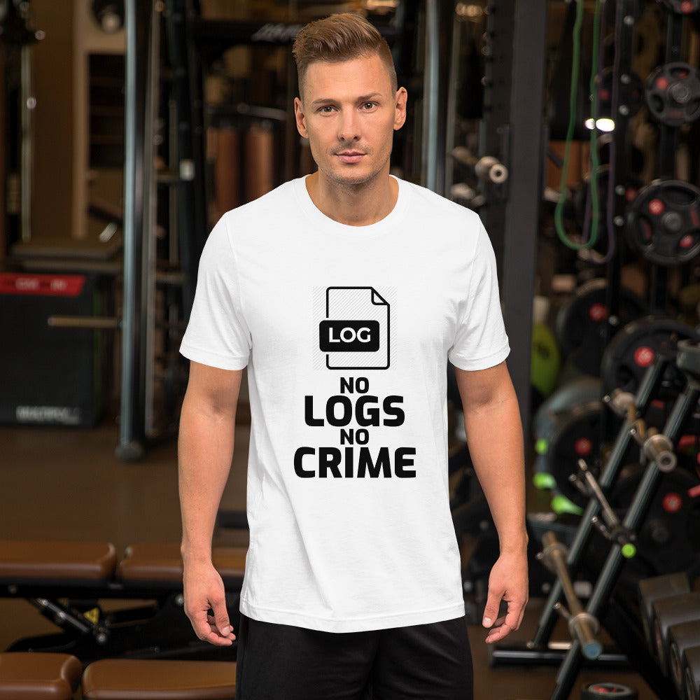 No logs no crime - Short-Sleeve Unisex T-Shirt (black text ) by DarkByteGear
