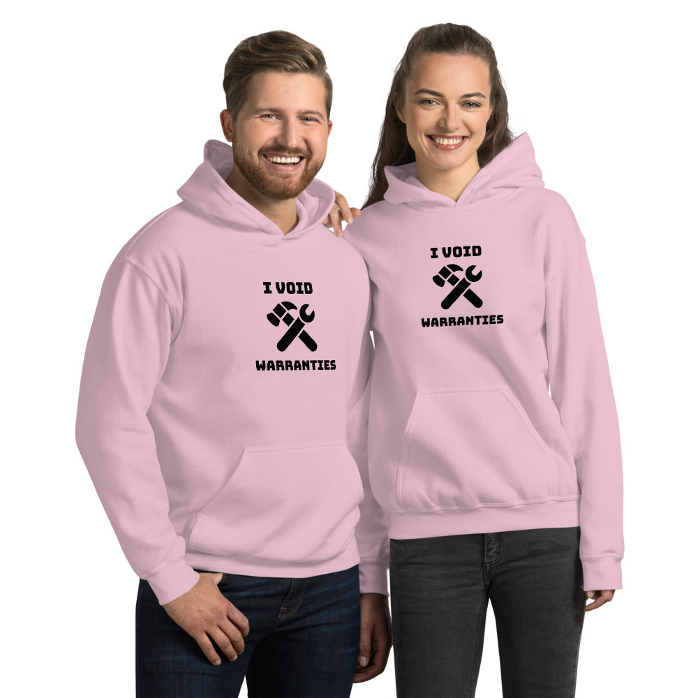 I void warranties - Unisex Hoodie (black text) by DarkByteGear