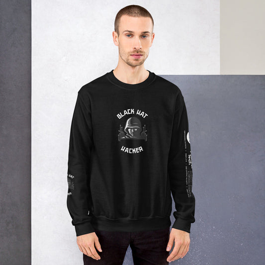 Black Hat Hacker - Unisex Sweatshirt (print on all sides) by DarkByteGear