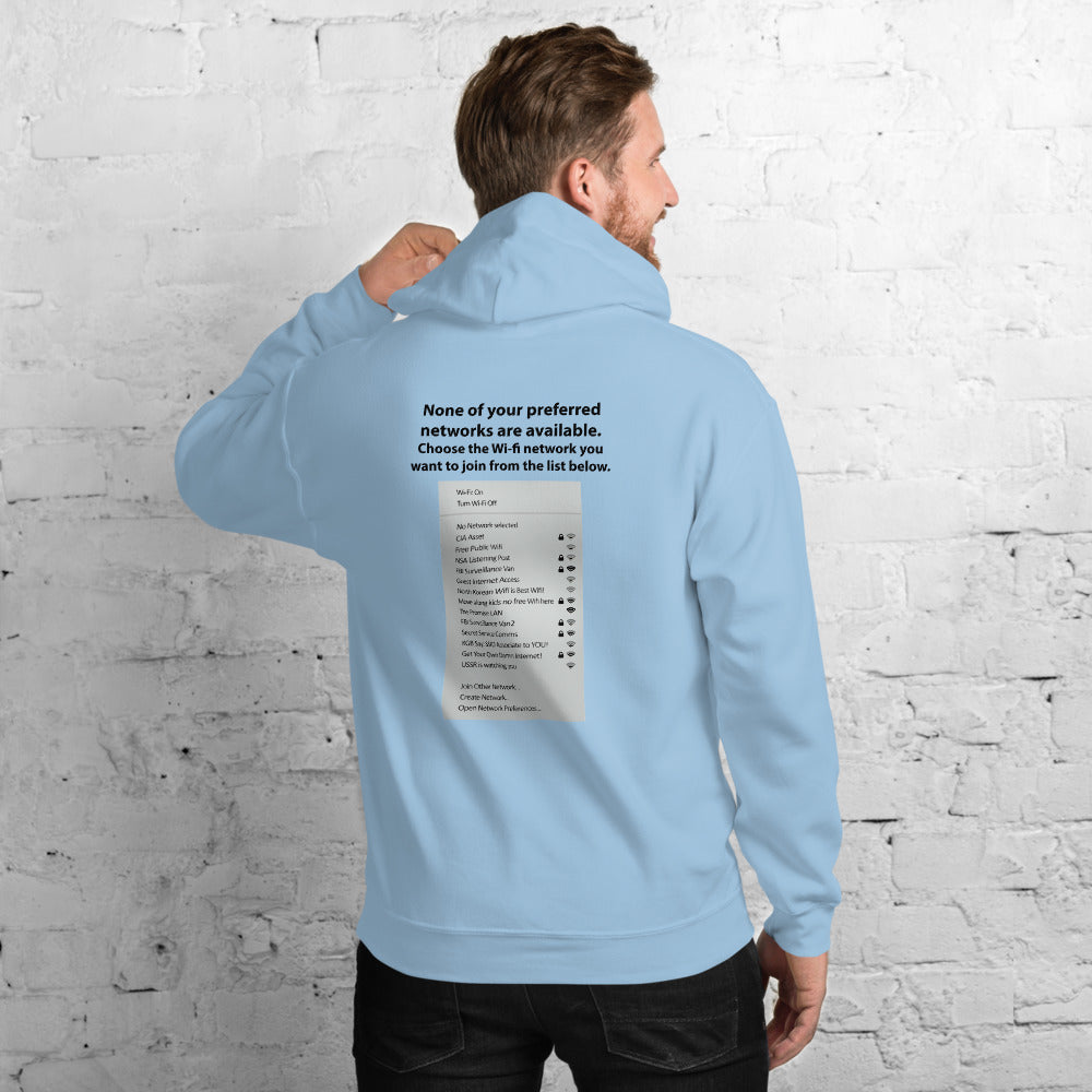 None of your preferred networks are available - Unisex Hoodie (black text) by DarkByteGear