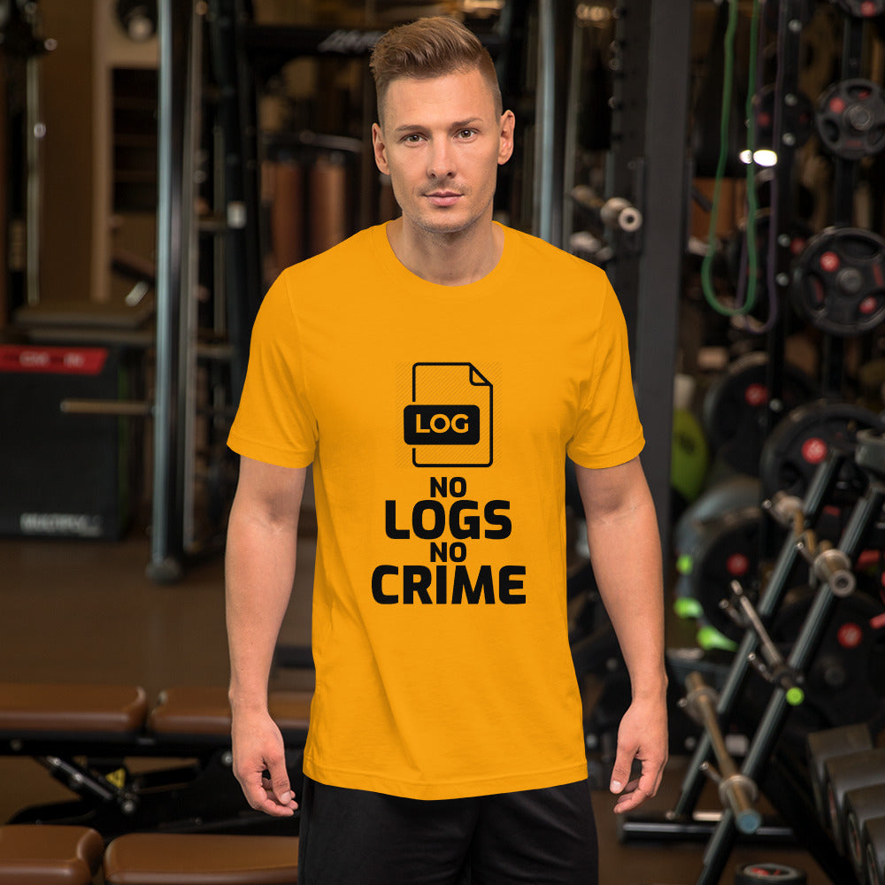 No logs no crime - Short-Sleeve Unisex T-Shirt (black text ) by DarkByteGear