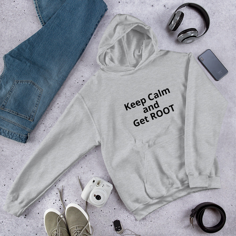 Keep Calm and Get ROOT - Hooded Sweatshirt (black text) by DarkByteGear