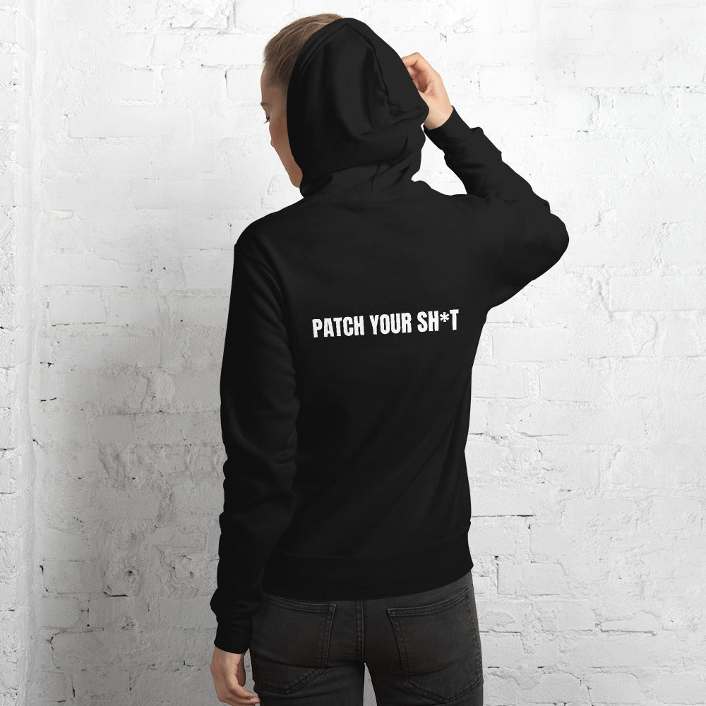 PATCH YOUR SH*T - Unisex hoodie (white text) by DarkByteGear