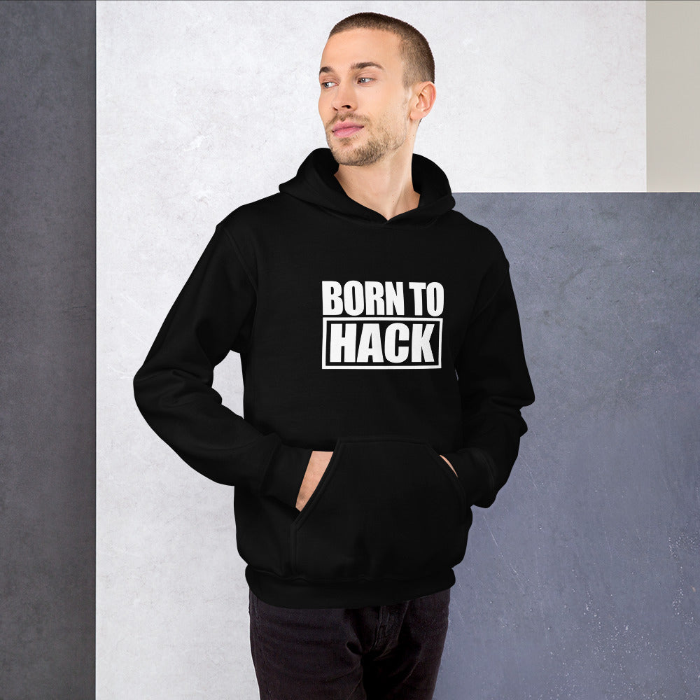 Born to hack - Hooded Sweatshirt (white text) by DarkByteGear