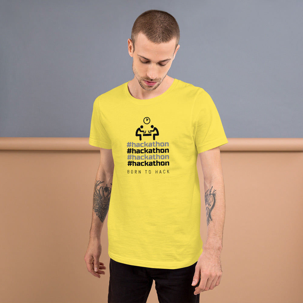 #hackathon - Short-Sleeve Unisex T-Shirt (black text) by DarkByteGear