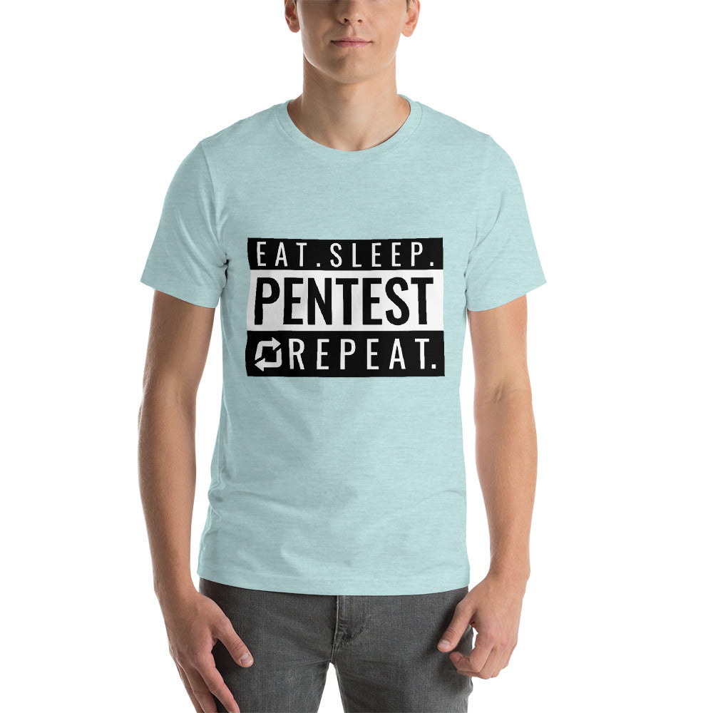Eat sleep pentest repeat - Short-Sleeve Unisex T-Shirt (white) by DarkByteGear